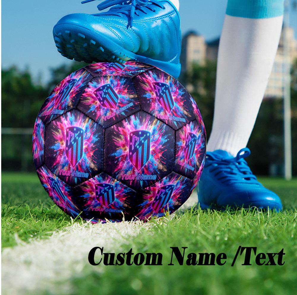 Size 5 Football Custom Name Text, Outdoor Training Soccer BallAtletico Madrid