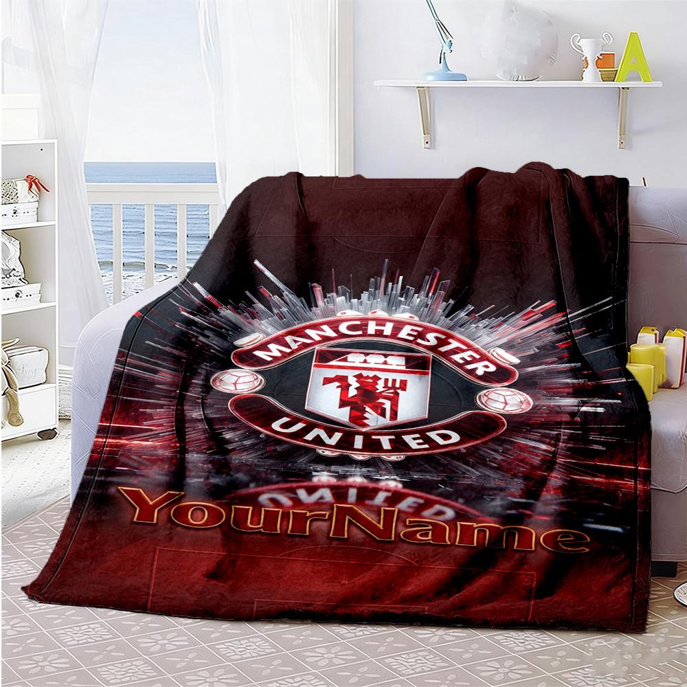 Manchester Customize Text Blanket Multi-purpose Personalized Blanket Ultra-Soft Suitable for Sofa Chair Home Decor Seaside for All Occasions