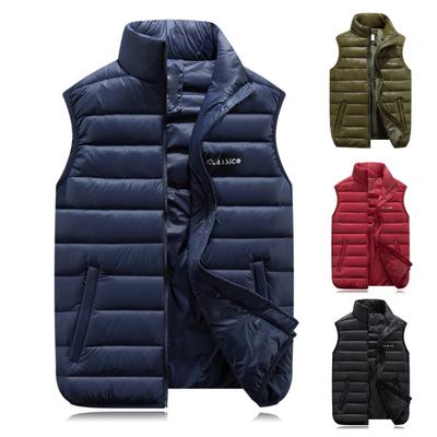 Autumn Winter Men Vest Cotton Padded Stand Collar Windproof Slim Fit Zipper Sleeveless Jacket for Daily Wear