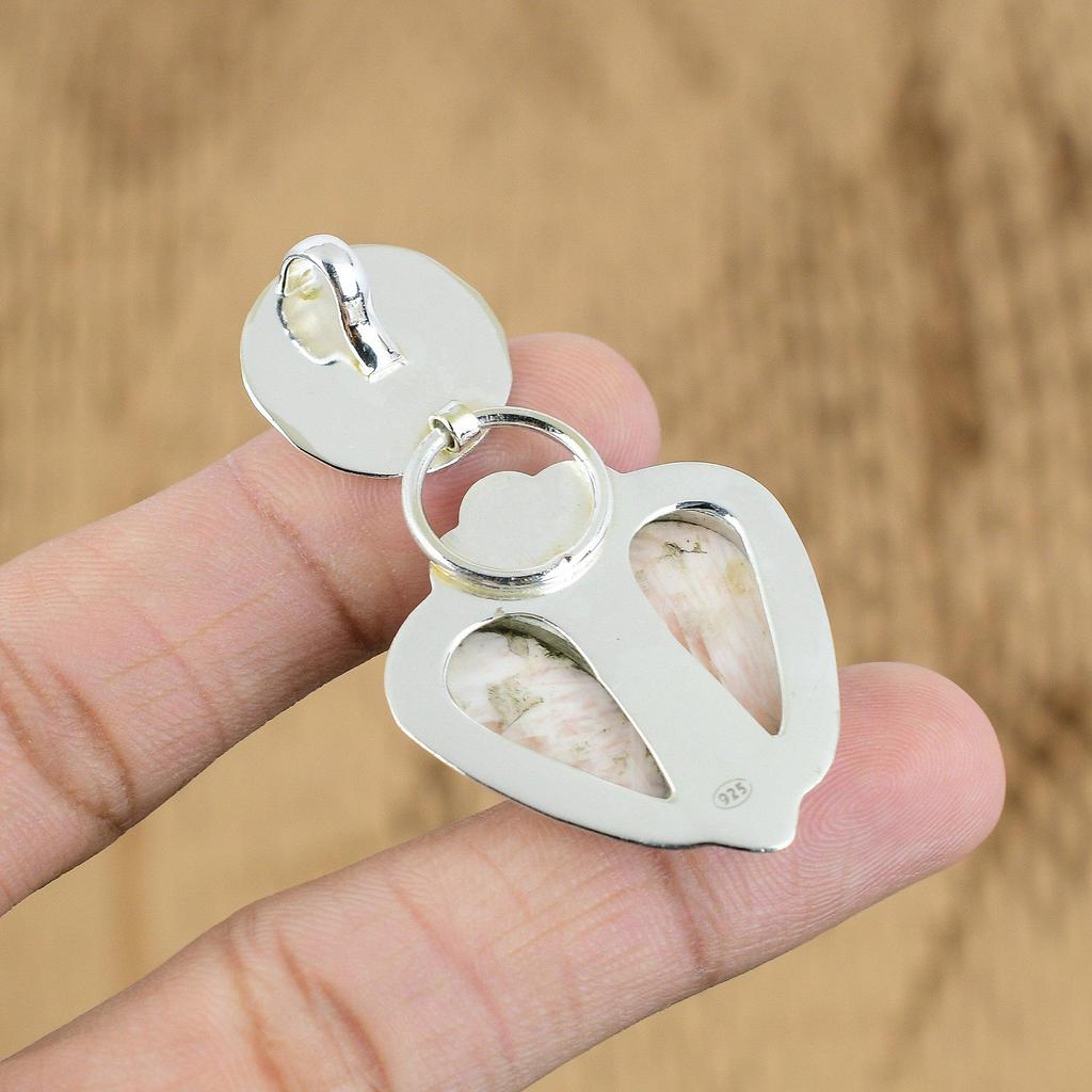 Anniversary Gift For Her Natural Scolecite Gemstone Pendant 925 Sterling Silver