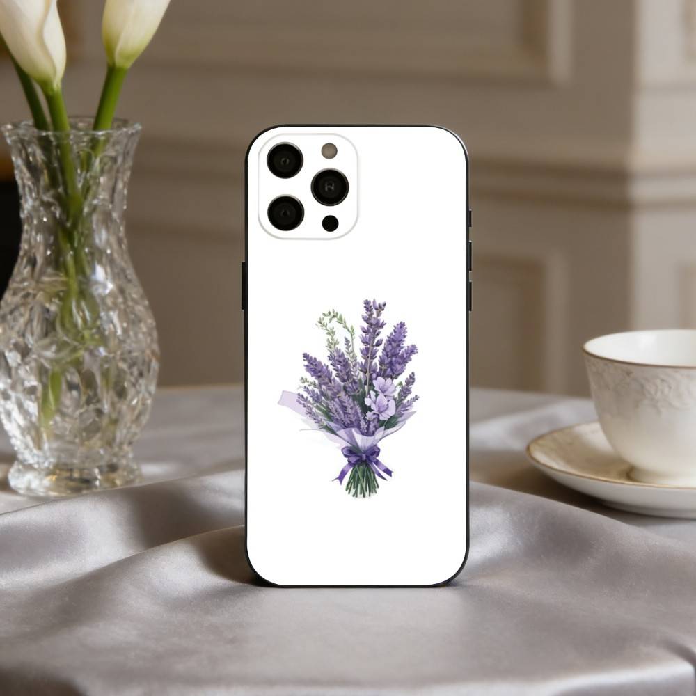 

P-Purple L-lavender Phone Case For iPhone 17,16,15,14,13,12,11 Plus,Pro Max,XS,Soft Silicone Black Cover iPhone14Plus