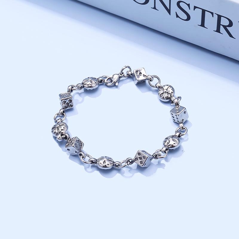 Trendy Small Square Beads Cross Stainless Steel Bracelet for Men and Women Clothing Accessory Punk Style Jewelry