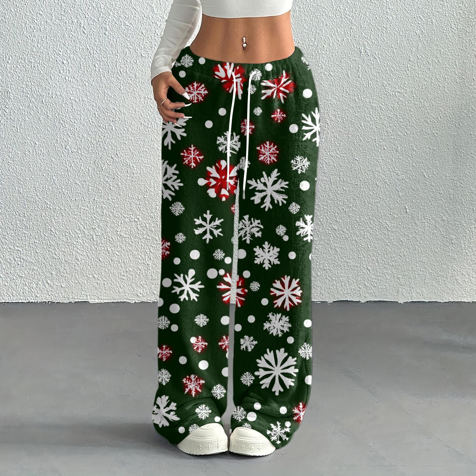 

Women s Casual Fashion Printed Elastic Waist Loose Straight Leg Pants With Rope XL