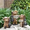 JYL TS/143,Solar Highland Cow Figurine Yak Garden Statue Outdoor Garden Decor Resin Craft