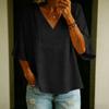 Women Lightweight Loose V Neck Tops  Casual 3/4 Sleeve Linen Shirts