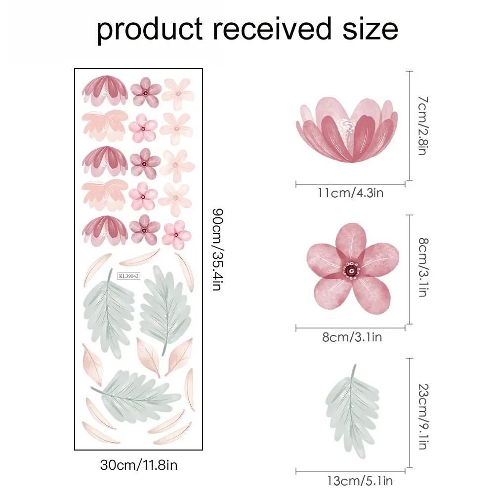 Floral Plants Flowers Wall Stickers for Living Rooms, Background Wall Decoration, Self-adhesive Vinyl Sticker, Girls Bedroom