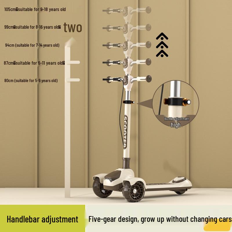 Big Kids Foldable Three-Wheeled Flashing One-Legged Commuter Scooter