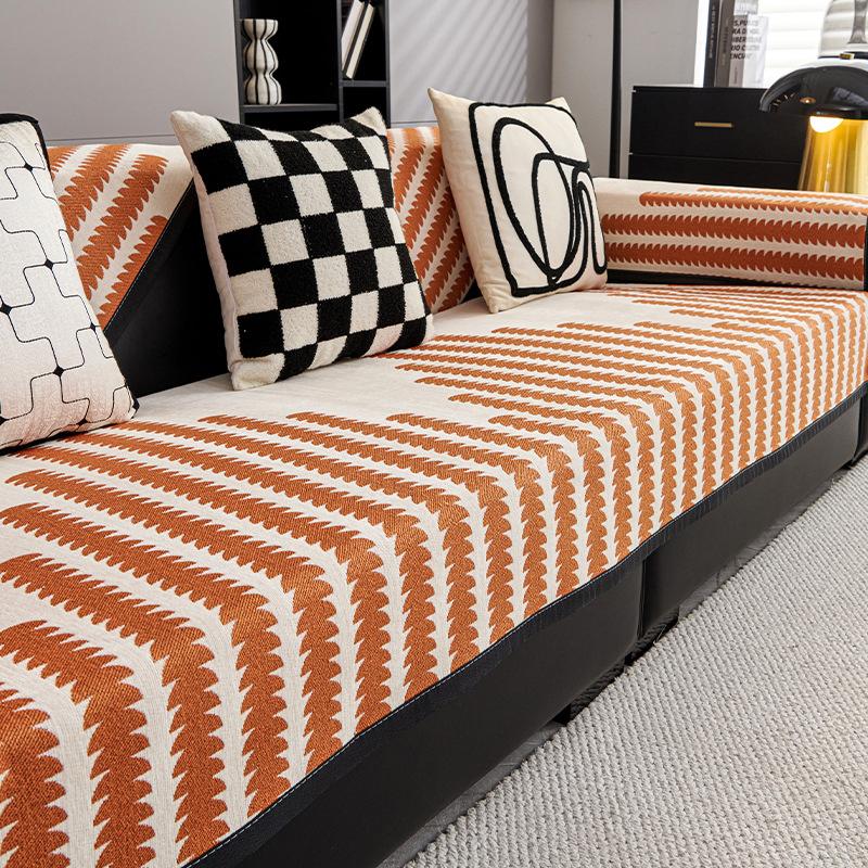 Soffkudde Modern Enkel Linjer Randigt Sofföverdrag Tyg Ett Stycke Heltäckande Internetkändis Sofföverdrag Tillverkare