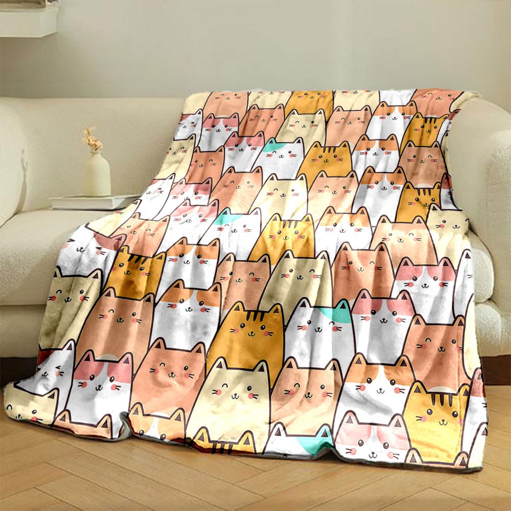 Cute Cartoon Cat Pattern Blanket Design print blanket soft and cozy perfect for the living room bed sofa or a nap,gift