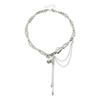 Pigeon Pendant Necklace for Women Oval Beaded Collarbone Chain Vintage Jewelry Gift