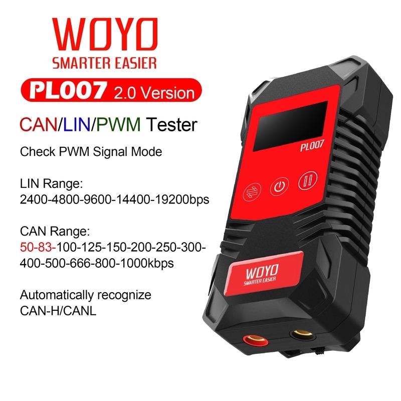 WOYO PL007 CAN LIN PWM Tester, Auto-recognize CAN-H & CAN-L, Read Baud Rate, For Automotive Diagnostic Tool CAN Tester
