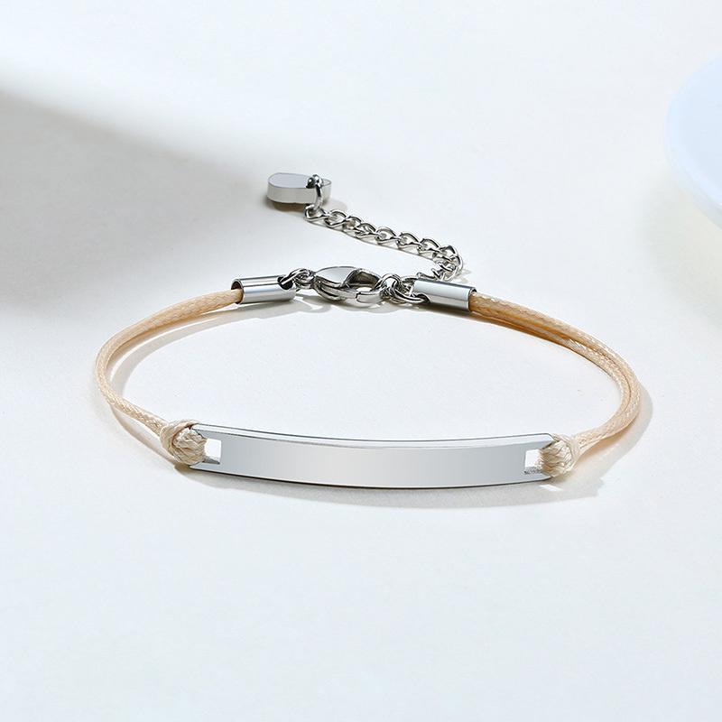 Elegant Personalized ID Bar Bracelets for Women 5mm Thin Stainless Steel Link Chain Custom Quotes BFF Bracelet Gift Jewelry