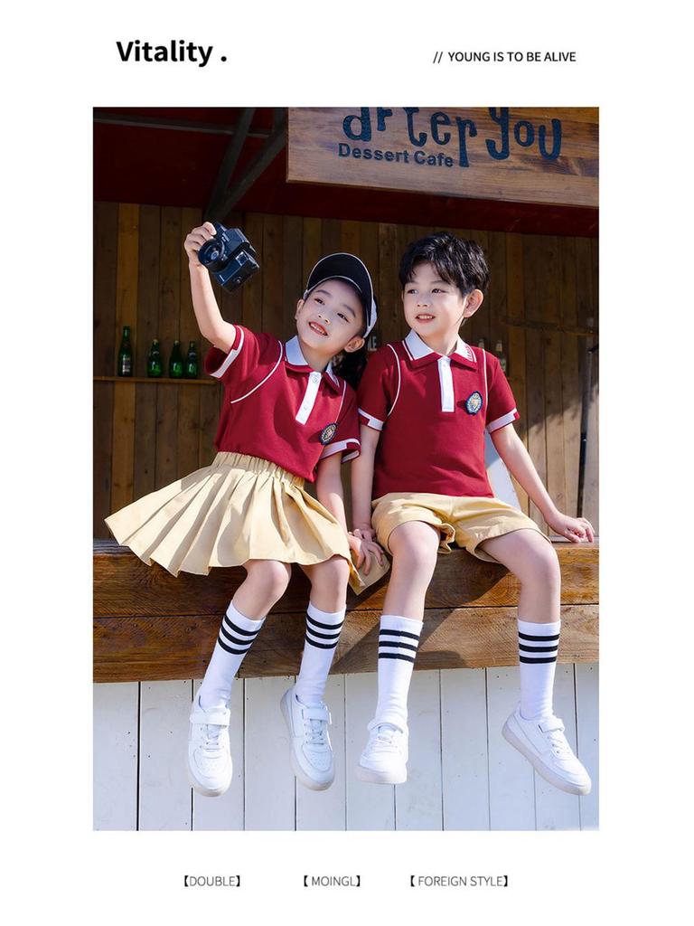 Girls' Kindergarten Spring & Autumn Academic-Style Three-Piece School Uniform Set