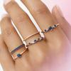 Eco-friendly Gold and Blue Diamond Stackable Ring Set - European & American Style Women's Five-Piece Jewelry Collection
