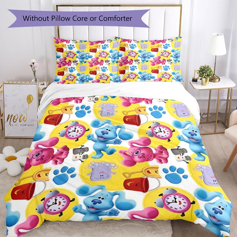 3pcs Blue's Clues Bedding Set Duvet Cover Closure Includes 1 Duvet Cover & 2 Pillowcases, Soft and Comfortable for All Seasons.