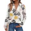 Women's Fashion Long-Sleeved Retro Floral Print Stand Collar  Shirt