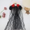 Black Rose Skull Hair Band Lace Cosplay Headdress Funny Halloween Headband  Masquerades Costume