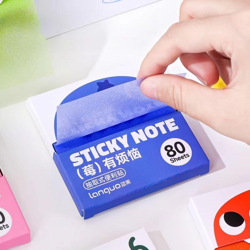 Kawaii Pull-out Sticky Notes Pearlescent Square Writing Pad Portable Cartoon Notepads Office