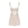 Guiruo Plus Size Deep V Underwire Mesh Camisole Nightgown Set