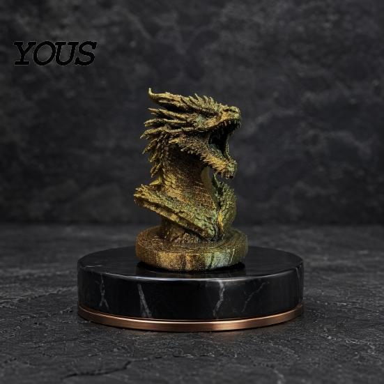 Desktop Dragon Decoration Head Figurine, 3D Printed Fantasy Statue, Mythical Black Sculpture Animal for Home Office Desk Decor, Gift Collectors Scale