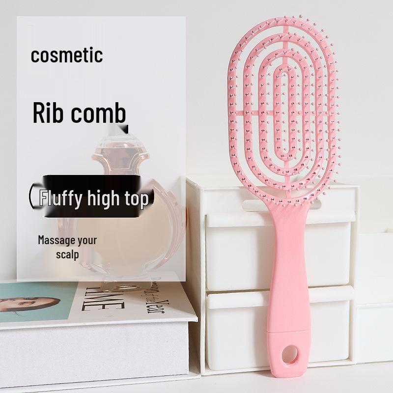 Žebrovaný hřeben: Dámský uhlazený a vysoký nadýchaný masážní kadeřnický hřeben