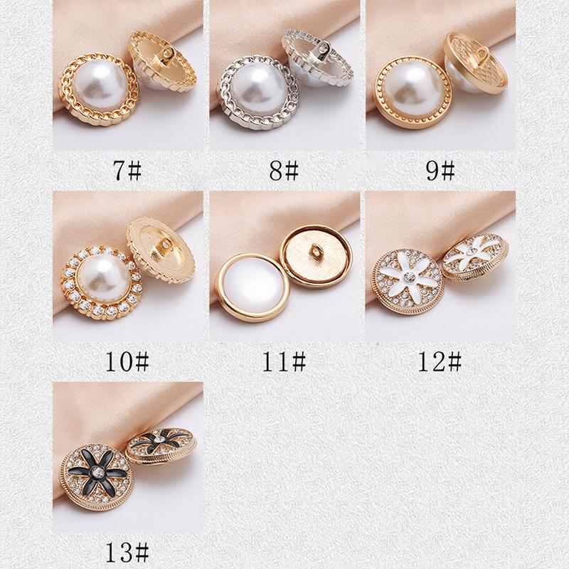 10Pcs 18/20/25Mm Flower Pearl Rhinestones Plastic Shank Buttons For Women Garment Jacket Sweater Handmade Sewing Accessories