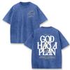 Retro Acid Wash Oversized T-shirt Front Back Bible Verse Inspirational Text Graphic Casual Daily Tops Asian Size