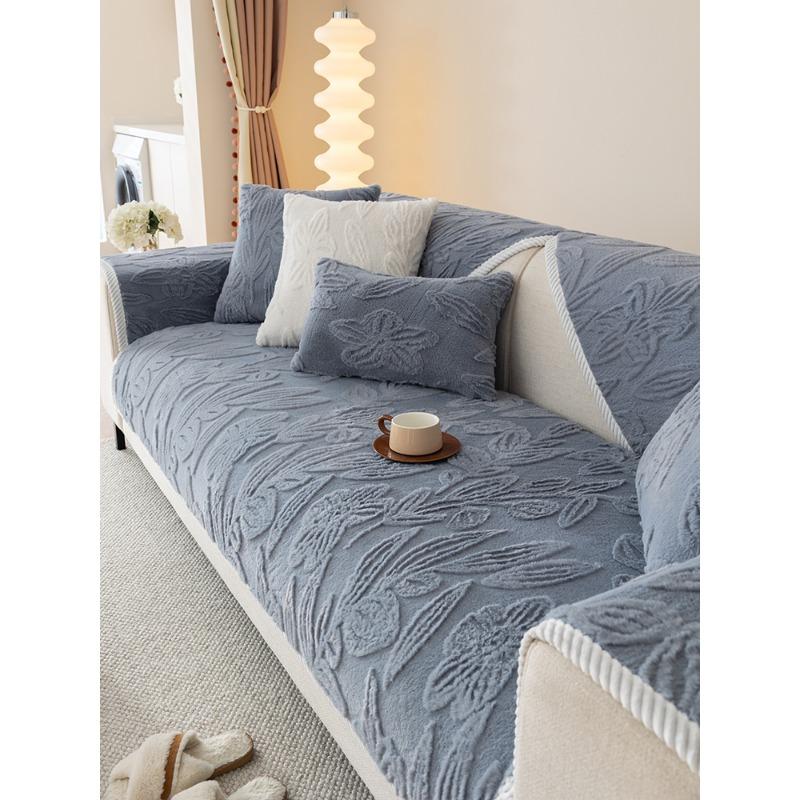Rabbit Down Cut Flower Winter Sofa Cushion Anti-cat Scratch Sofa Cover Upholstery Backrest Towel Seat Cushion
