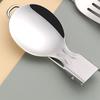 3Pcs 304 Stainless Steel Folding Spork Ergonomic Handle Flatware Kitchen Silverware  Picnic