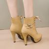 Women's High Heels Boots Fashion Pointed Short Boots 11cm High Heels Platform Booties Lace Up Women's Ankle Boots Botas De Mujer