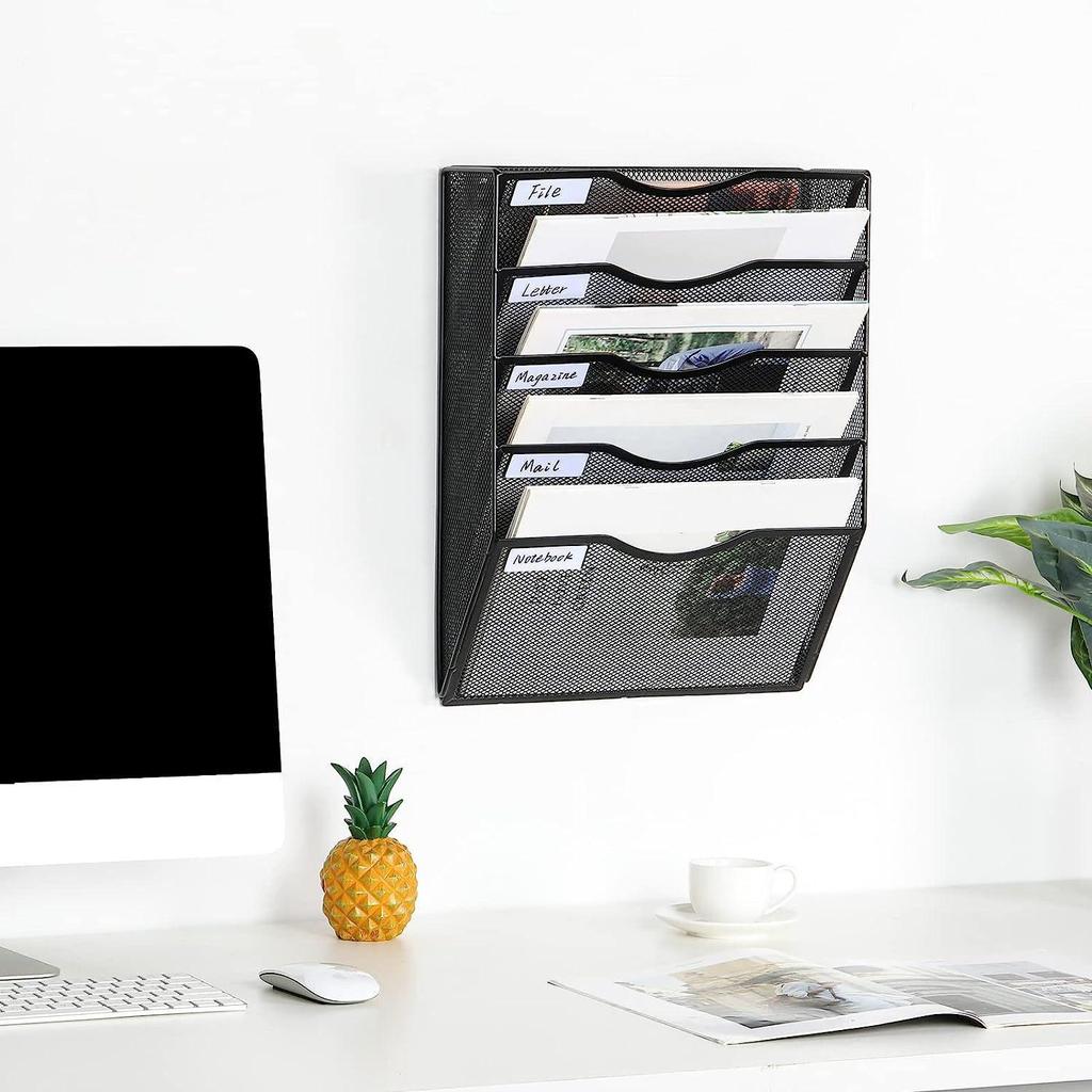 Wall-Mounted Office Organizer: No-Installation Shelf & A4 File Holder