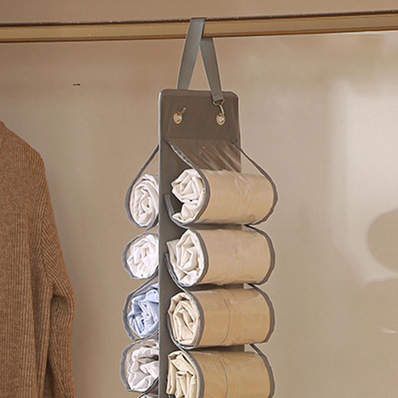 Sac de Rangement pour Leggings Cintre de Rangement Compartiment de Rangement Cintre Pliable Organisateur de Leggings Vêtements Placards Portables Porte-Rouleau