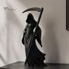 Ornamento per la Casa Gotica Statua del Mietitore Femminile Stampata in 3D, Statuetta in Resina Senza Volto con Cappuccio e Falce Nostalgica Retrò Staccabile,