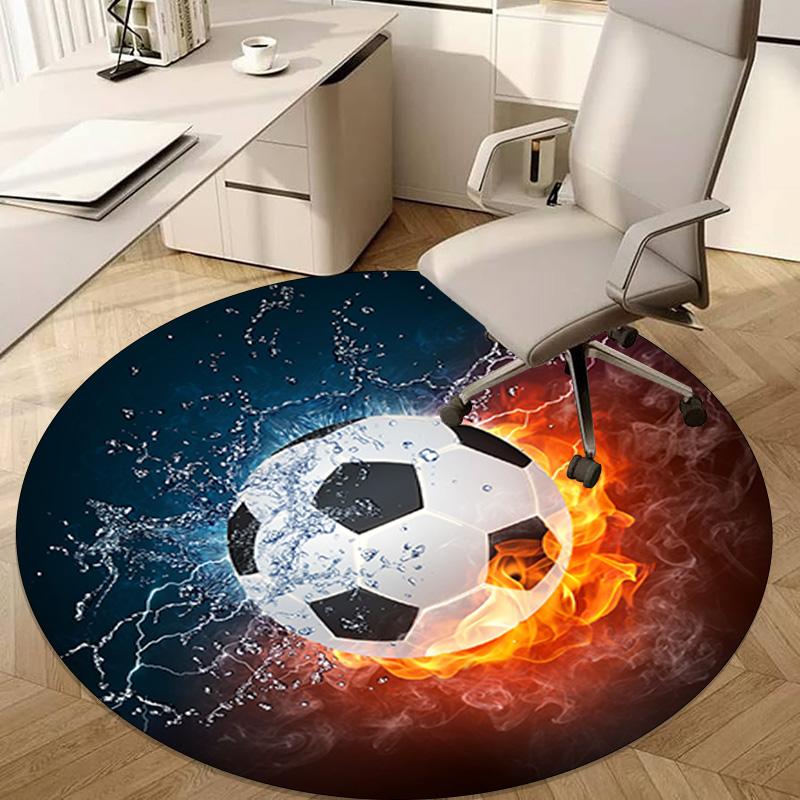Fire And Water ball Circular Rug - Office Decorative Carpet For Living Room Bedroom Door Mat Floor Rug Computer Chair Area Rug