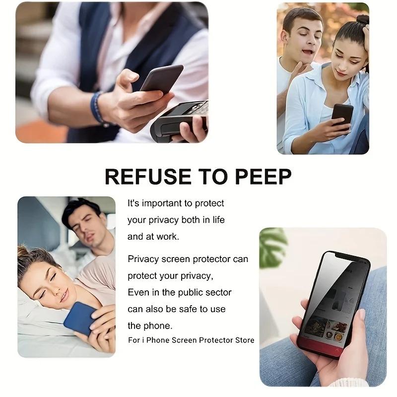 2PCS Privacy Matte Tempered Glass For iPhone 11 12 13 14 15 16 Pro Max Plus Protective Glass  Anti Spy Peeping Screen Protector