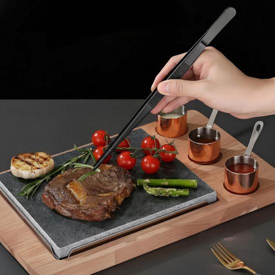 3 Bucăți 25 cm Pensete de Bucătărie Pensetă Fină Clește Pensetă Oțel Inoxidabil Clește pentru Grătar Pensete Lungi pentru Gătit pentru Fructe de Mare Plating și Servire