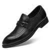 Men's Genuine Leather Pointed Toe Loafers - Non-Slip, Low Heel, Business Casual Shoes