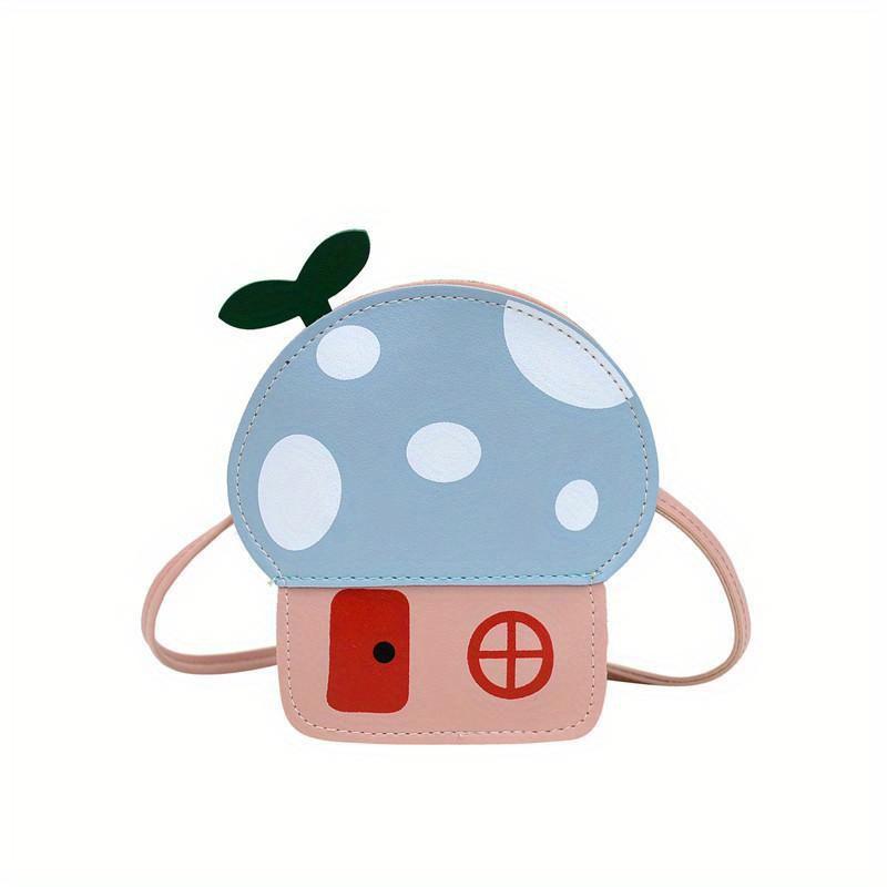 Kids Messenger Bag Cute Cartoon Mushroom House Styling Coin Purse for Baby Girls Fashion Princess Shoulder Bag Girls Gifts