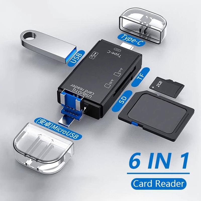 Six-in-one card reader black