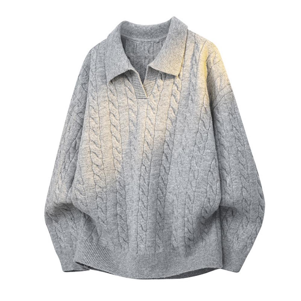 

Мужской свитер Кабель Однотонный Вязаный свитер Уличная мода Кампус День святого Валентина Старые деньги Мужской Топ с длинным рукавом Мужская одежда 2025 Новинка XXXL светло-серый