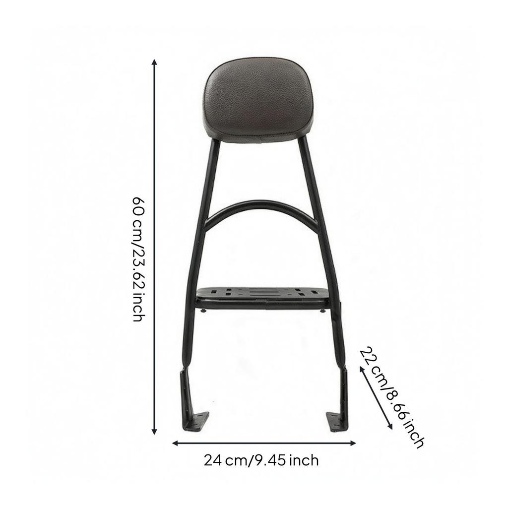 Motorcycle Rear Rack with Backrest | Sturdy Metal Frame, Slotted surface Surface, Cargo