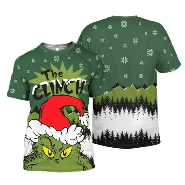 Grinch Santa Clause T-shirt 3D Full Sizes Unisex Tee S