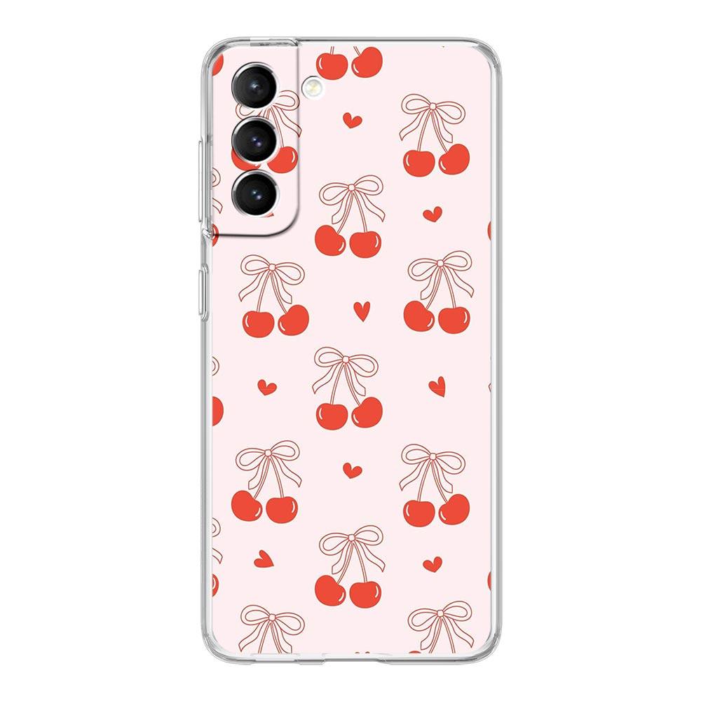 Phone Case For Samsung Galaxy S25 S24 S23 FE S22 Ultra S20 S21 5G S10 Plus S10E Soft Clear Cover Cute Pink Heart Bow