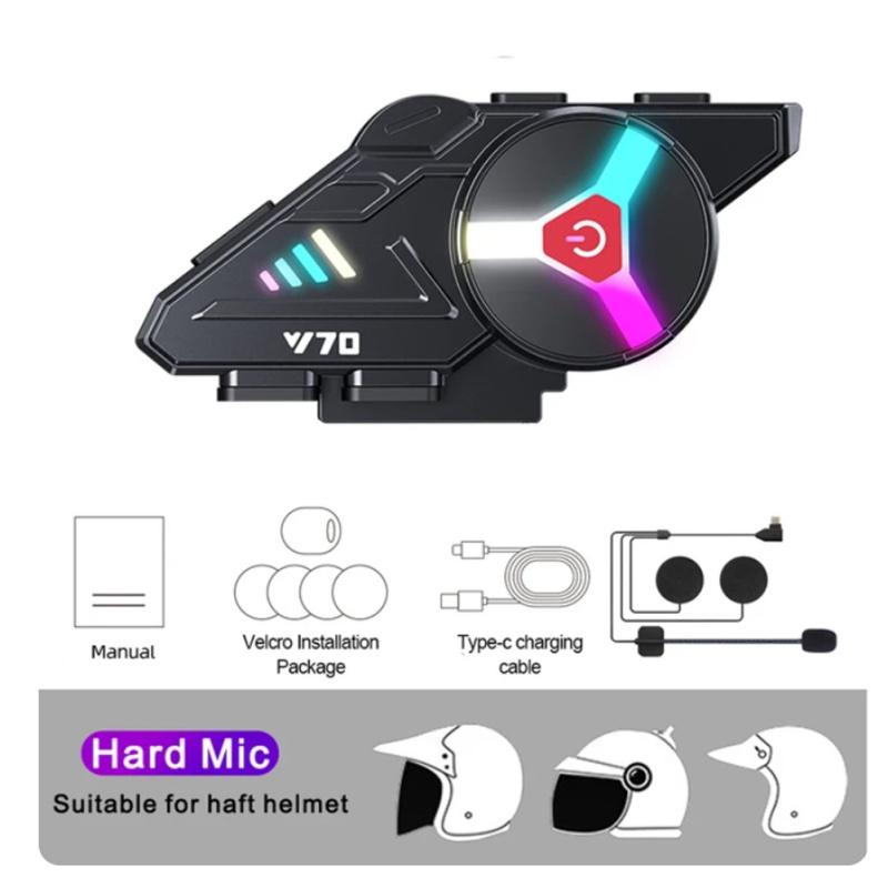 

Y70 RGB подсветка шлем мотоцикла гарнитура IPX6 водонепроницаемый шумоподавление V5.3 беспроводные наушники с микрофоном