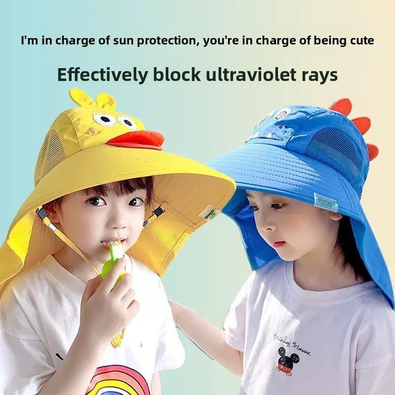 Childrens Sun Hat With Wide Brim For Uv Protection Breathable Cotton Summer Sunshade For Boys Girls