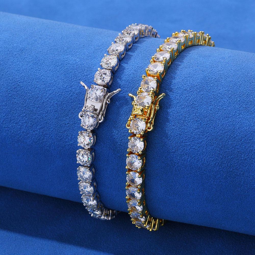 925 Gold Plated Bracelet 18K 3mm 4mm Full Diamond Sterling Wedding Engagement Party Jewelry for Women Men Unisex Tennis Bracelet