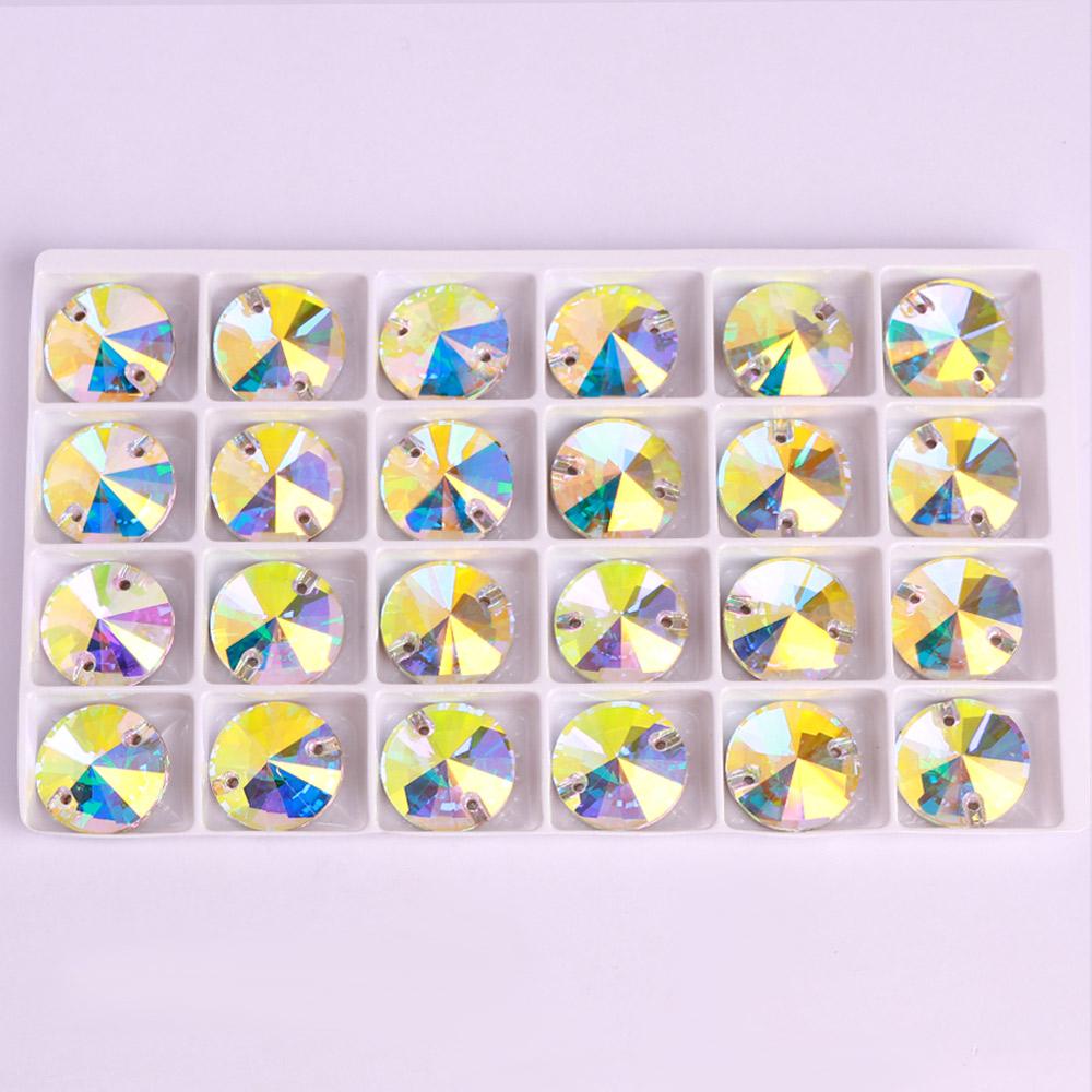 High Quality Rivoli 80+ Colors Rhinestones Crystal AB Sew-on Glass Gems Clothing Flatback Sewing Stones Women Bling Bling Shine