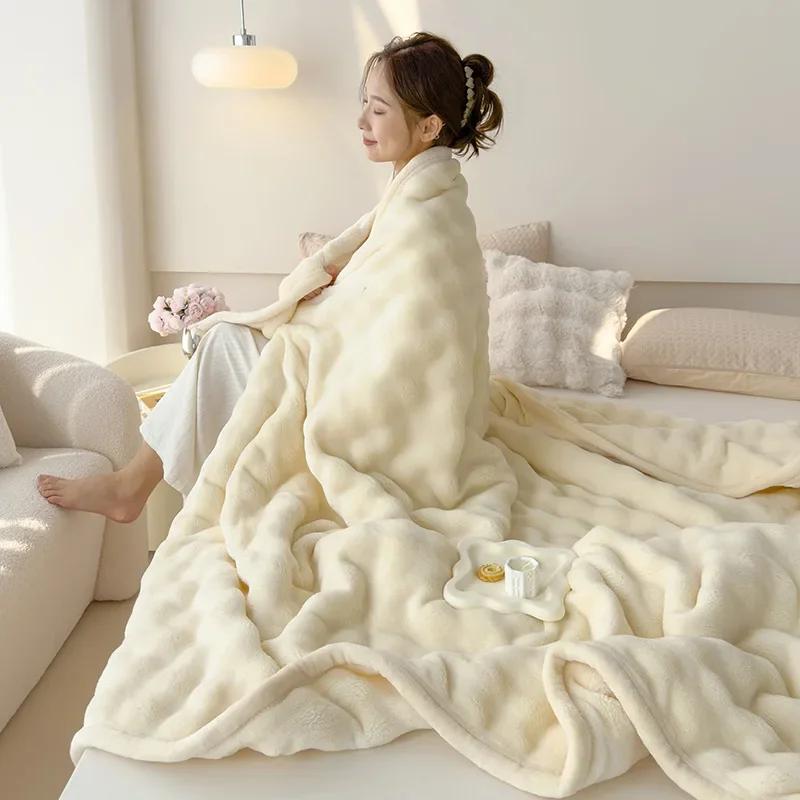 

A Milk Velvet Bed Blanket Four Season Universal Children Adults Solid Color Durable Sofa Comfortable Soft Coral Velvet Quilt 70x100cm 1pcs