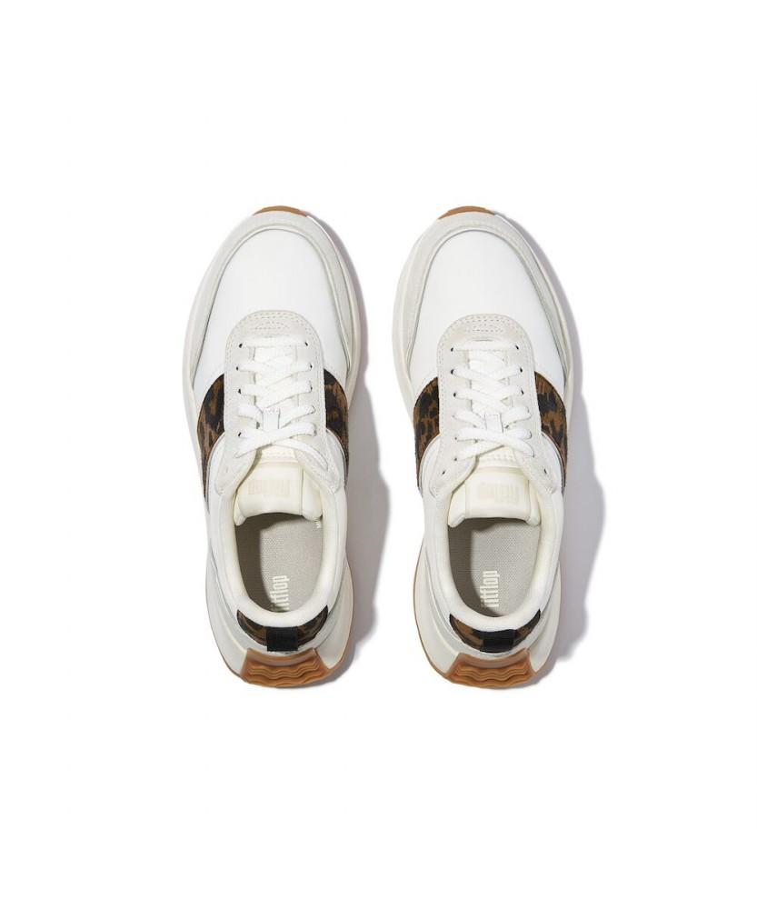 Fitflop [F-Mode] Women'S Leopard Suede Mix Platform Sneakers - Urban White/Chocolate Mix (Ft59K2N061)