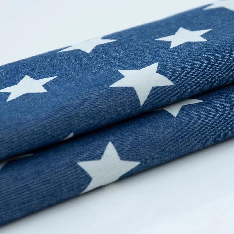 100x150cm Thin Style Washed Printed Fabric Pure Cotton Denim Fabric Summer Clothing Pants Short Dress DIY Clothing Shirt Fabric